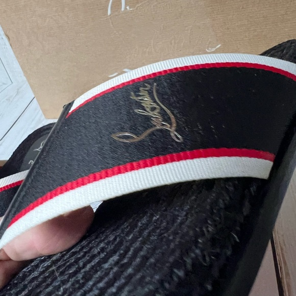 Christian Louboutin Hot Flip Espadrille Flip Flop Sandal Black Multi Sz 40 / 7 - Picture 9 of 13